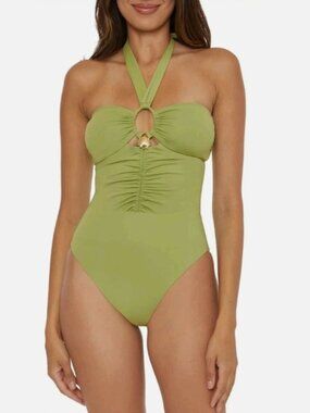 NWT So Luna-Kiwi Green Halter One-Piece Swimsuit